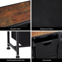 Garvee Cesto portabiancheria con 3 tasche rimovibili, contenitore per bagno e camera da letto, 130 l, tessuto Oxford e metallo in legno