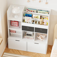 Garvee, libreria per bambini con cassetti, organizer per giocattoli da 47,8 pollici, moderna mensola in legno per sala giochi, aula, cameretta dei bambini