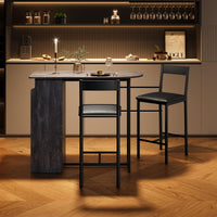 Set tavolo e sedie da bar Garvee con piano semicircolare in stile retrò, 3 ripiani, sgabelli rivestiti in pelle per cucina e ufficio, moderno, salvaspazio