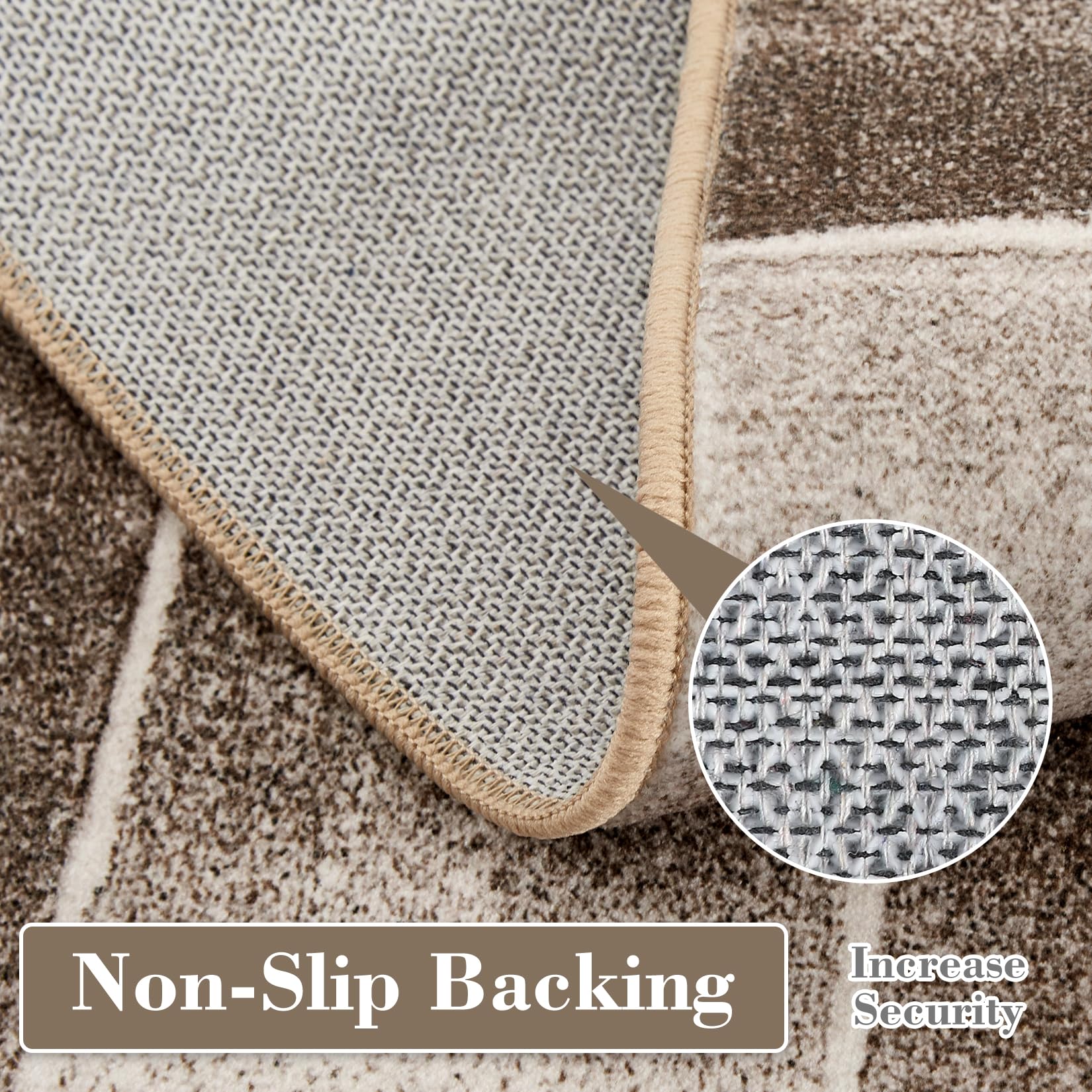 Tappeto moderno Garvee a pelo corto per soggiorno e camera da letto con motivo geometrico tagliato a contorno, marrone 160x230 cm