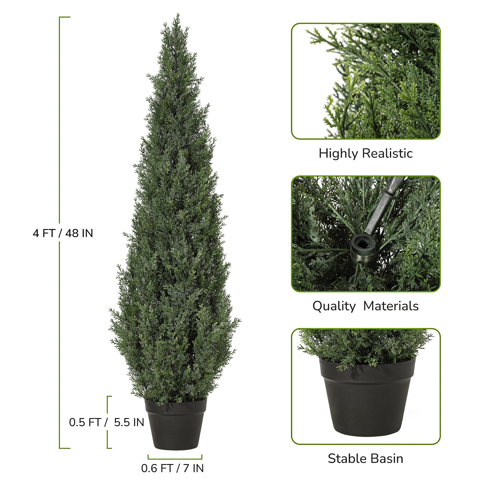 Alberi artificiali di cedro topiato Garvee da 4 piedi, resistenti alle intemperie, per interni ed esterni, da giardino, patio, texture realistica verde