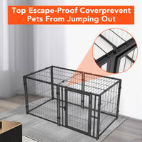 Gabbia per cani Garvee, 48" L x 24" H, in metallo, con coperchio rimovibile, antiruggine, ampia porta, portatile per uso interno ed esterno, nera
