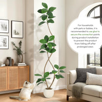 Albero di gomma artificiale Garvee da 7 piedi con vaso in resina bianca, resistente ai raggi UV, durevole, realistico, decorazione per interni, grande pianta da pavimento