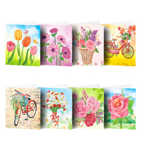 Garvee 5D Diamond Painting Set di biglietti d'auguri, 8 pezzi, floreali fatti a mano, 30x15 cm, colorati
