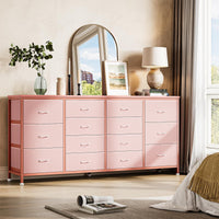 Mobile TV Garvee da 63" per TV da 65-75", 14 cassetti, piano in tessuto e legno, protezione antiribaltamento, camera da letto e soggiorno, resistente e sicuro