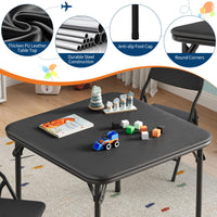 Set tavolo e sedie per bambini Garvee da 5 pezzi, pieghevole, in metallo robusto e pelle PU, per camerette e uso esterno