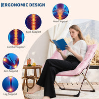 Sedia pieghevole Garvee per adulti, comoda sedia relax in pelliccia sintetica, struttura in metallo, pieghevole, capacità di carico 300 libbre, per camere da letto e appartamenti condivisi, grigio