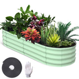Garvee Hochbeet Oval Robusto e Laccato Metallo Zincato Per Orto e Giardino 182x91x30cm Verde Oliva - Olivgrün