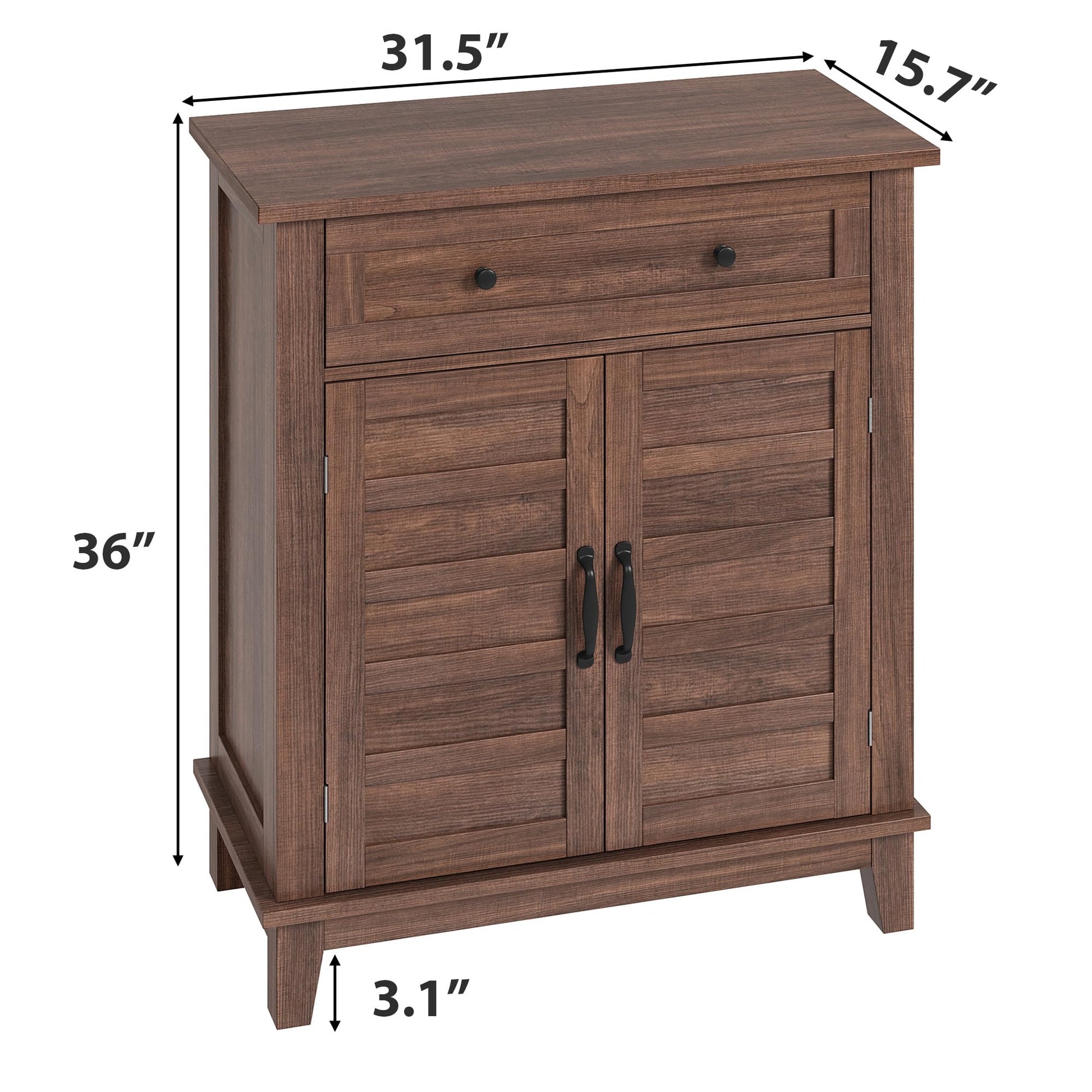 Mobiletto portaoggetti Garvee Farmhouse, ripiano regolabile a 3 livelli, 7 marce, legno, stile rustico, cucina e corridoio, 15,7x31,5x36 pollici