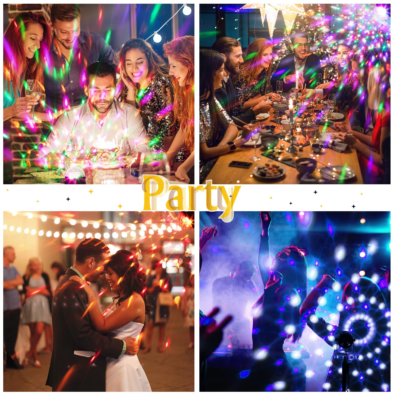 Garvee Luci per feste USB LED Disco Ball 6W, 7 modalità, Attivazione sonora, Telecomando, Plastica, Ventosa, 2 pezzi, Halloween, Festa, Bar