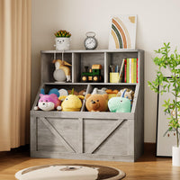 Libreria per bambini e contenitore per giocattoli Garvee, multifunzionale con protezione antiribaltamento per sale giochi e camerette, 35,4'' grigio