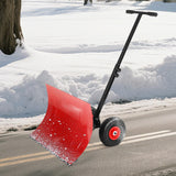 Pala da neve Garvee con ruote, lama in acciaio, 29.1" x 19.3", manico regolabile in altezza, ruote in gomma da 9", ergonomica, robusta, per vialetti - 16.5 H Rosso