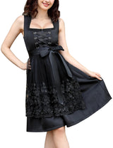 Garvee Dirndl corto da donna, elegante abito tradizionale Oktoberfest, nero, taglie 34-48