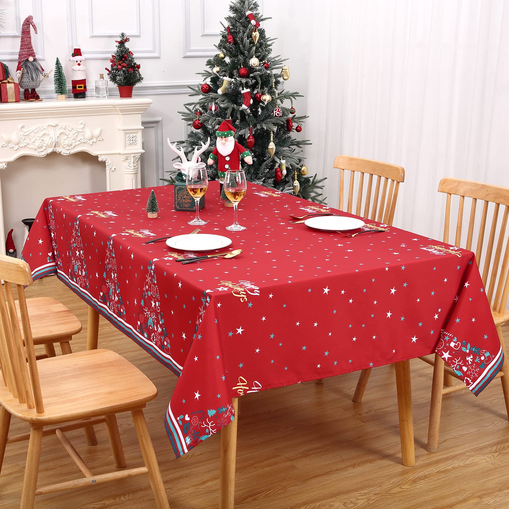 Tovaglia Garvee rossa bianca rettangolare 54x70 in poliestere impermeabile antimacchia per cucina, feste, campeggio