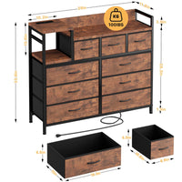 Cassettiera Garvee con 9 cassetti in tessuto, multifunzionale per camera da letto e soggiorno, 100x30x86 cm, colore retrò