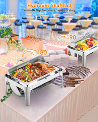 Garvee Roll Top Chafing Dish Buffet Set 9QT Acciaio inossidabile con finestra di visualizzazione per eventi di catering, coperchio 90/180°, robusto