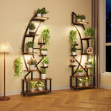 Garvee Plant Stand Indoor Con Luci Di Crescita, 6 Ripiani, Struttura In Ferro, Ruote Scorrevoli, Mezza Luna, 68 Pollici, Nero