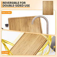 Tagliere in bambù extra large Garvee 24x18" con scanalatura per il succo e manici per cucina e carne, legno robusto, bifacciale, spessore 0,8"