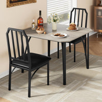 Garvee Set Tavolo Da Pranzo Per 2 Persone Con Sedie Imbottite In PU, Design Smussato, Salvaspazio, Grigio, Dimensioni Compatte