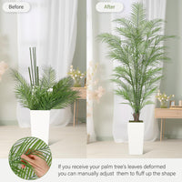 Palma Areca Garvee artificiale da 6 piedi con 44 foglie, impermeabile, vaso di cemento stabile per decorazione interna e stelle, verde