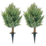 Garvee, set di alberi artificiali in cipresso da 30", resistenti ai raggi UV, tutte le intemperie, con picchetto, facili da pulire, per decorazioni da giardino interne ed esterne, verde - Come mostrato