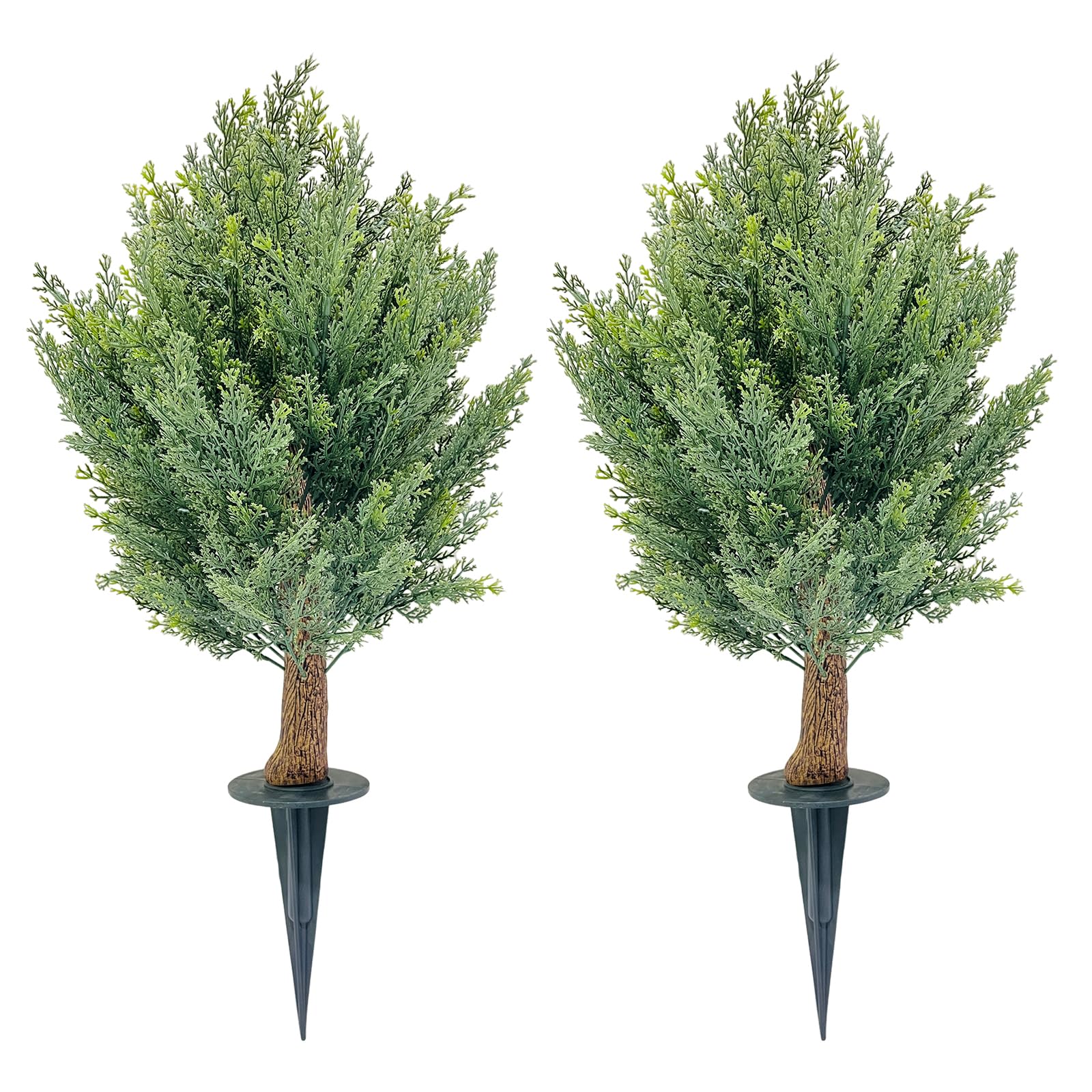 Garvee, set di alberi artificiali in cipresso da 30", resistenti ai raggi UV, tutte le intemperie, con picchetto, facili da pulire, per decorazioni da giardino interne ed esterne, verde