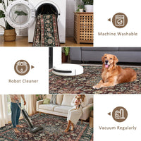 Tappeto vintage lavabile Garvee 120x170cm Tappeti retrò Soggiorno Camera da letto Sala da pranzo Marrone rossastro