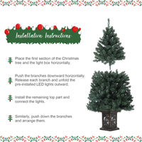 Albero di Natale vintage Garvee da 145 cm con struttura in metallo, 300 LED, 8 modalità, spina UE e design con scatola luminosa a forma di fiocco di neve