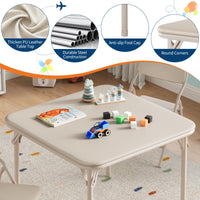 Set tavolo e sedie pieghevoli per bambini Garvee da 5 pezzi, struttura in metallo, similpelle, per sala giochi e campeggio, pieghevole, sicuro, stabile