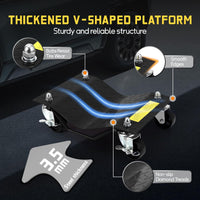 Garvee Auto Dolly Set, 2 pezzi, capacità di sollevamento 4000 libbre, con ruote in acciaio da 3" e protezioni per pneumatici per auto, SUV, ATV, garage, officine, nero