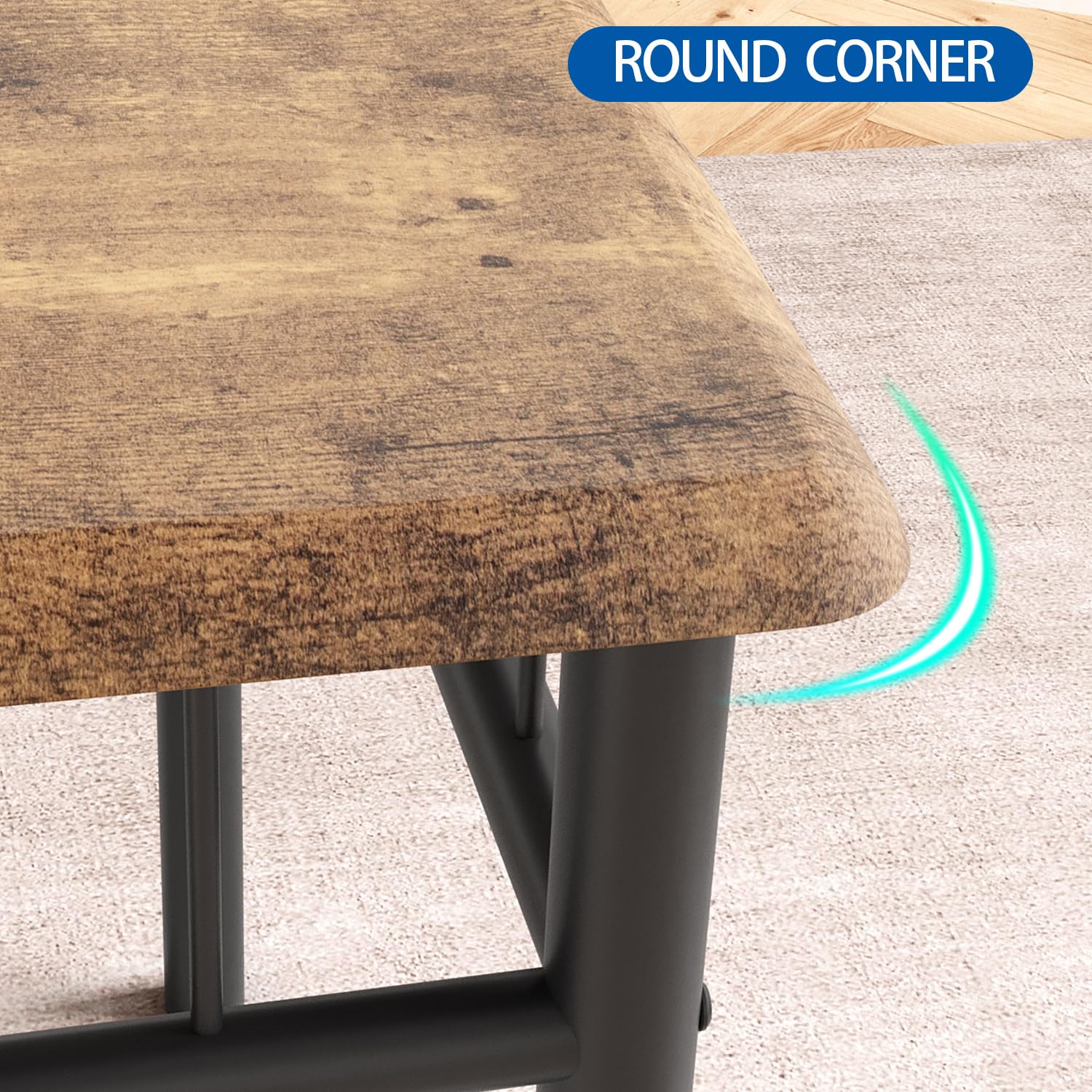 Set da pranzo Garvee da 3 pezzi per 2 persone, quadrato, salvaspazio, piano del tavolo in MDF robusto, sedie ergonomiche in legno, marrone rustico, compatto per piccoli spazi