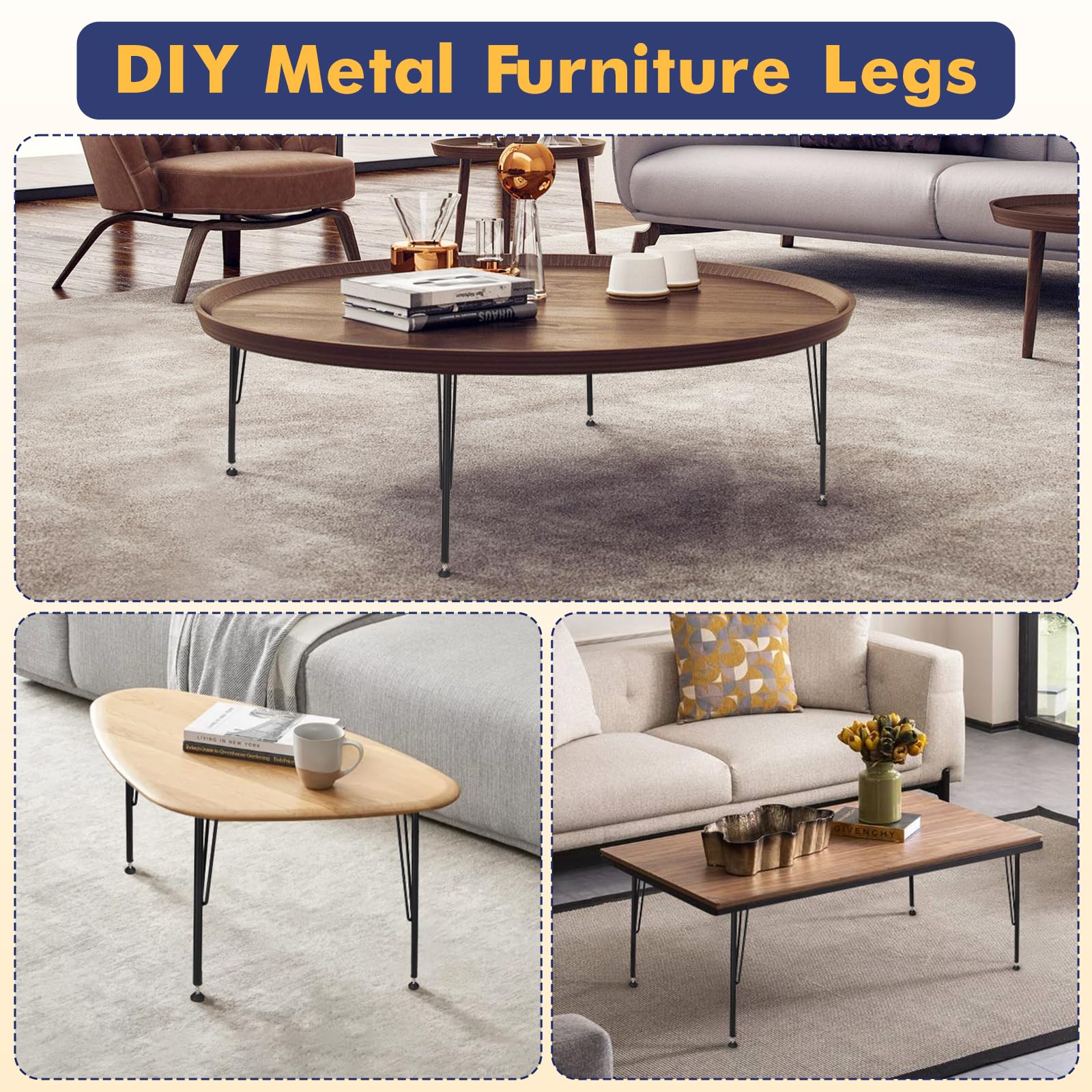 Gambe per tavolo in metallo Garvee da 28 pollici - Altezza regolabile, robuste, versatili per ufficio, sala da pranzo e design di tavoli fai da te