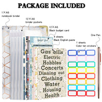 Raccoglitore ad anelli Garvee Budget Planner A6 con buste porta denaro e vano porta contanti, raccoglitore per il risparmio per il budget familiare, compatto e pratico, pellicola in PVC