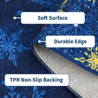 Tappeto per soggiorno Garvee, tappeto natalizio blu 160x230 cm, lavabile, morbido, motivo a fiocco di neve, per camera da letto, cucina, sala da pranzo, ufficio, decorazione natalizia