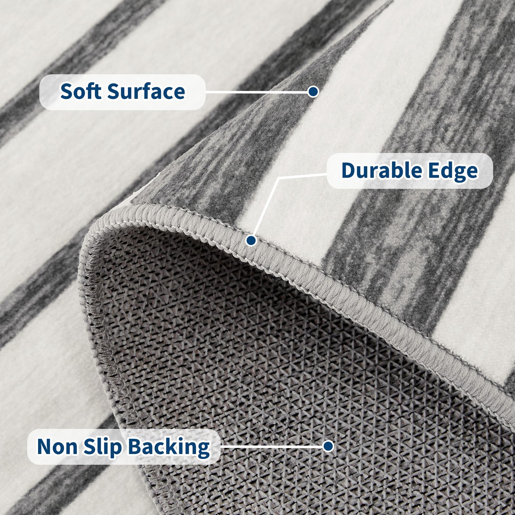 Tappeto Garvee 80x150 lavabile a pelo corto antiscivolo grigio chiaro per soggiorno, camera da letto, cucina, corridoio