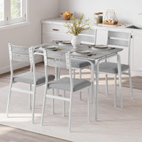 Set da pranzo Garvee per 4 persone, tavolo quadrato con 4 sedie imbottite, MDF e metallo, salvaspazio e stabile, per stanze e cucine piccole