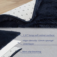 Tappeto Garvee Navy 8x10 piedi soffice velluto 4 cm pelo poliestere antiscivolo morbido per soggiorno e camera da letto
