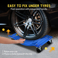 Set di carrelli portaruota Garvee Auto con 4 ruote in acciaio da 3,5" per impieghi gravosi per cambio e manutenzione pneumatici, capacità di 5000 libbre, base in acciaio extra larga, guide laterali antiscivolo