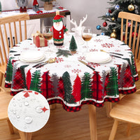 Tovaglia natalizia rotonda Garvee con motivo a pino, venature del legno, 152,4 cm, resistente, facile da pulire, festiva