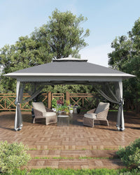 Tenda a baldacchino pop-up Garvee 12x12 con zanzariera, resistente ai raggi UV, altezza regolabile, struttura in acciaio, schermo per la privacy a 6 pannelli per giardino e patio, sacchi di sabbia inclusi