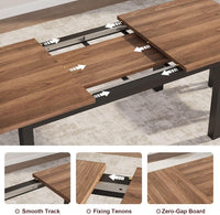 Tavolo da pranzo estensibile Garvee per 6-8 persone con struttura in metallo e piano in legno MDF per cucina e sala da pranzo, 63 pollici, nero industriale