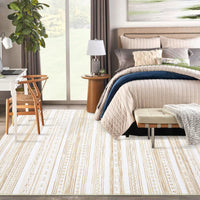 Garvee Teppich Wohnzimmer Marokkanisches Design Rutschfest Waschbar Kaschmirimitat 160x230cm Creme-Braun