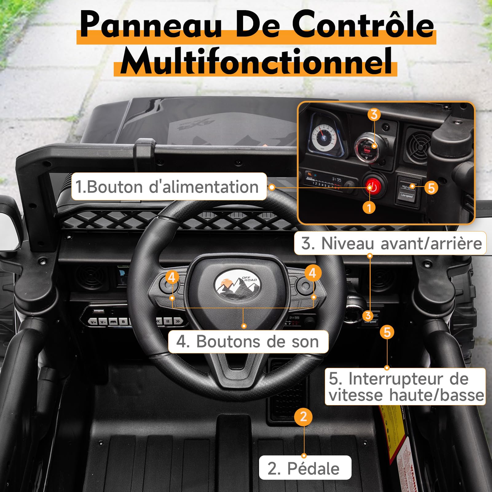 Garvee 12V Auto elettrica per bambini nera con LED e funzione Bluetooth per feste di compleanno, parchi e campi da gioco