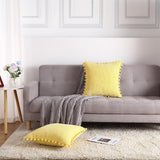 Garvee Kissenbezug Chenille 40x40 cm Mit Bommeln Für Sofa Und Bett, Weich & Dekorativ, 250GSM, Boho Design, Set 2 Pezzi - Gelb