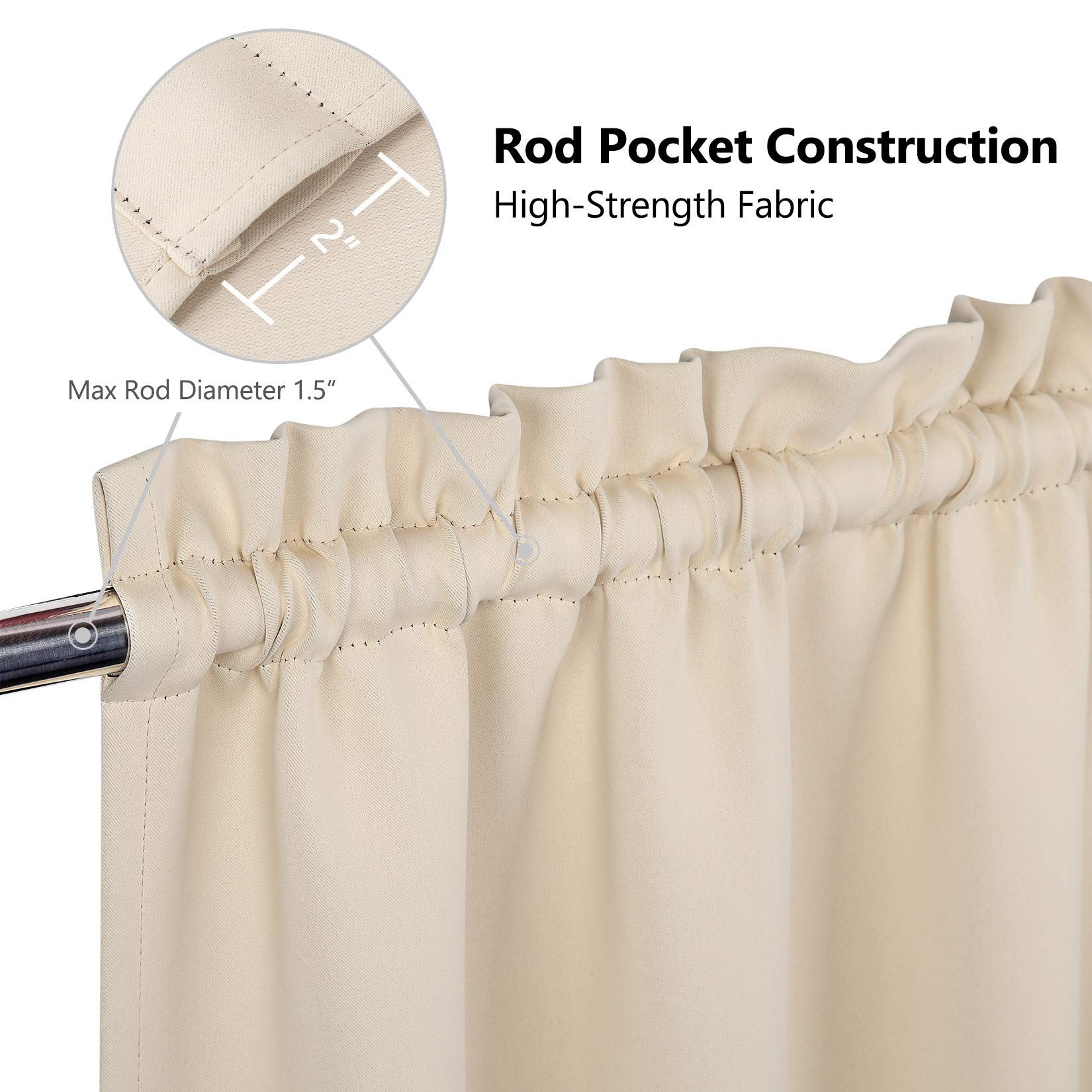 Tende oscuranti Garvee, 2 pezzi, beige, 26x45 pollici, per finestre, soggiorno, cucina, camera da letto, termoisolanti