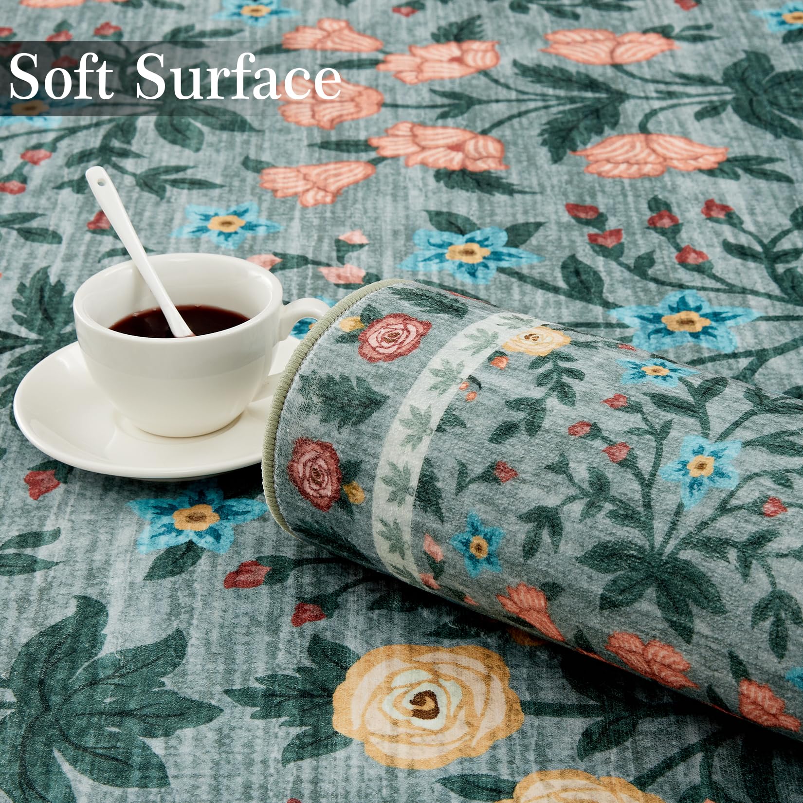 Tappeto Garvee Boho 120x170cm Nero Motivo Floreale Antiscivolo Pelo Corto Fibra Sintetica Lavabile Soggiorno Sala Giochi