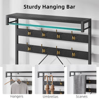 Appendiabiti industriale Garvee con 8 ganci, effetto legno, struttura in metallo, piedini regolabili per corridoio 101.35x39.88x182.88 cm