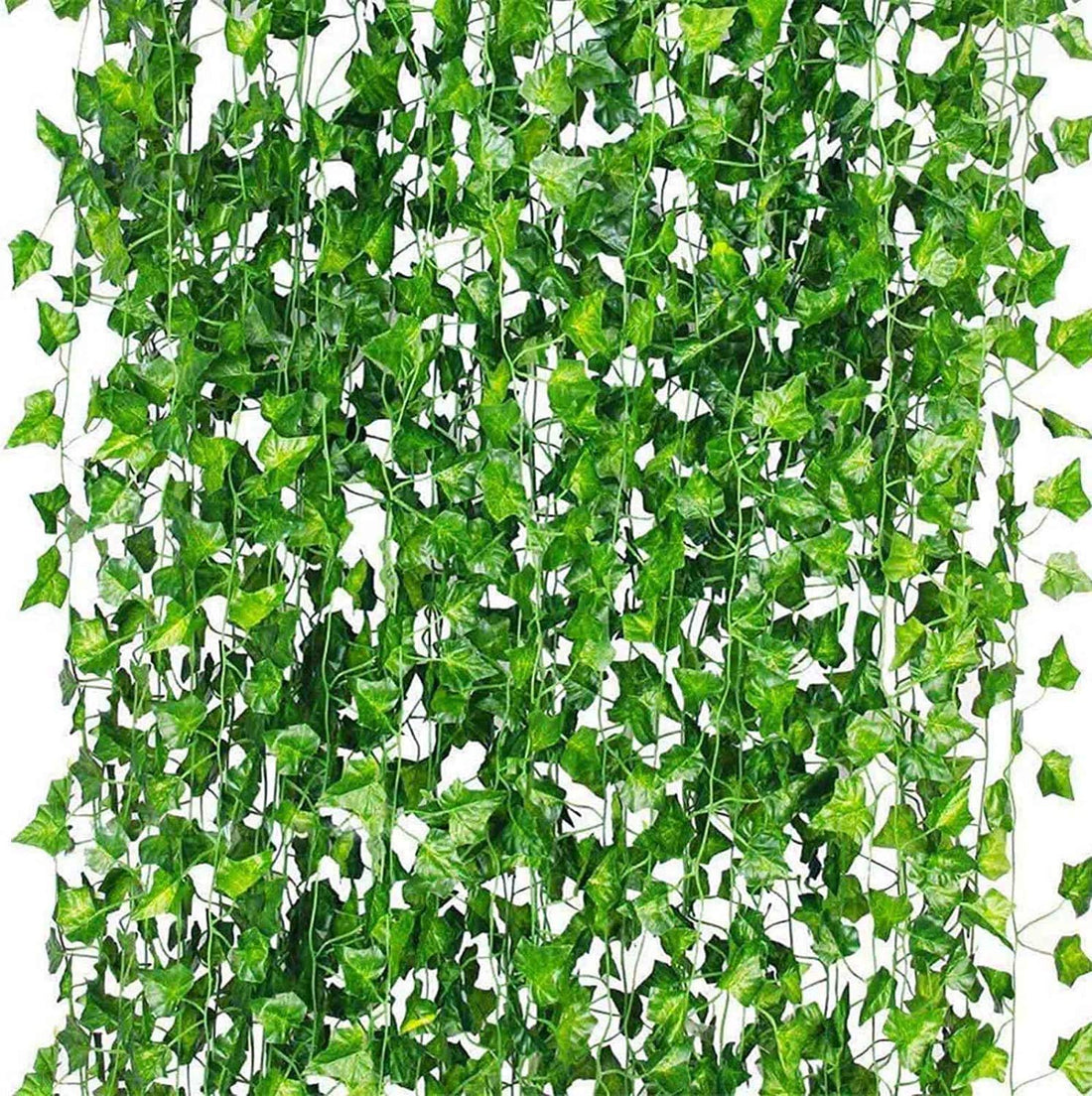 GARVEE set da 12 pezzi di viticci di edera artificiale in seta e plastica per matrimoni e giardini, 2,1 m, verde vintage