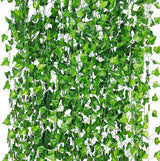 GARVEE set da 12 pezzi di viticci di edera artificiale in seta e plastica per matrimoni e giardini, 2,1 m, verde vintage