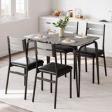 Tavolo da pranzo Garvee per 2 persone con sedie imbottite, legno MDF, struttura in metallo, salvaspazio, piccoli appartamenti, quadrato, grigio - grigio